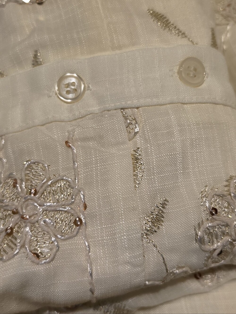 Ivory Embroidered Button-Up Top